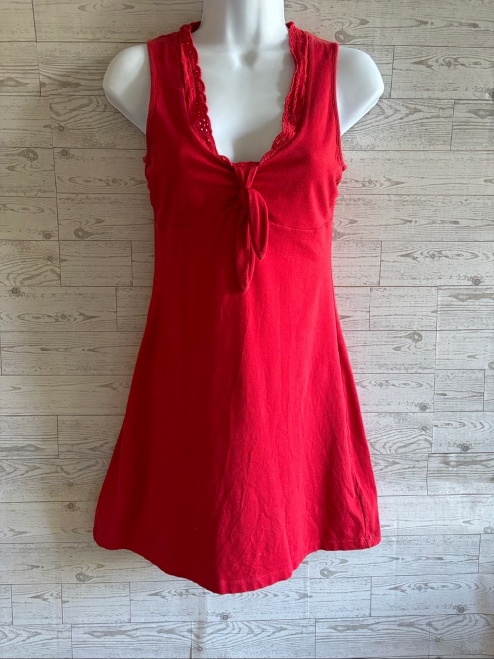 Vintage Victoria Secret Red‎ Bodycon Mini Dress built in bra lace trim XS USA